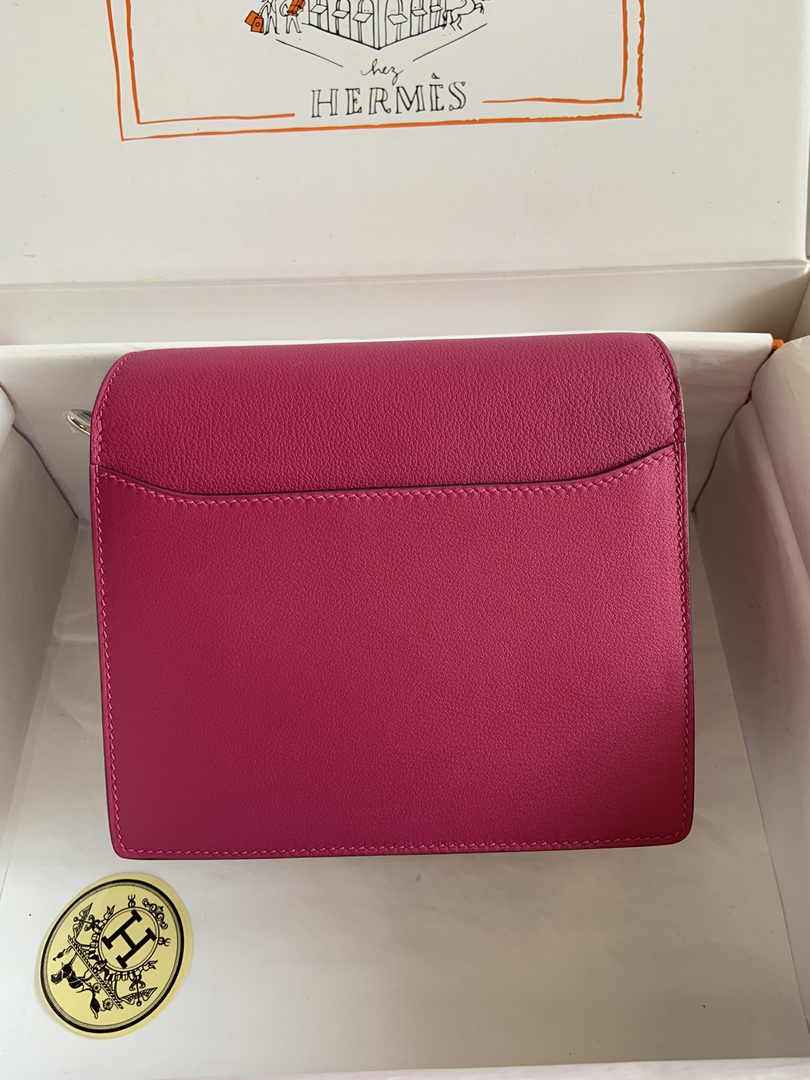 Hermès Mini Roulis Bag Pink Purple Evercolor Silver Hardware H50326 - Default Title - View 3