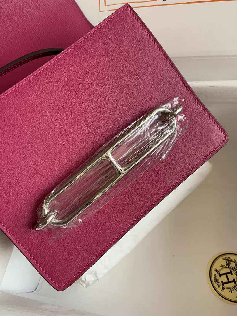 Hermès Mini Roulis Bag Pink Purple Evercolor Silver Hardware H50326 - Default Title - View 5