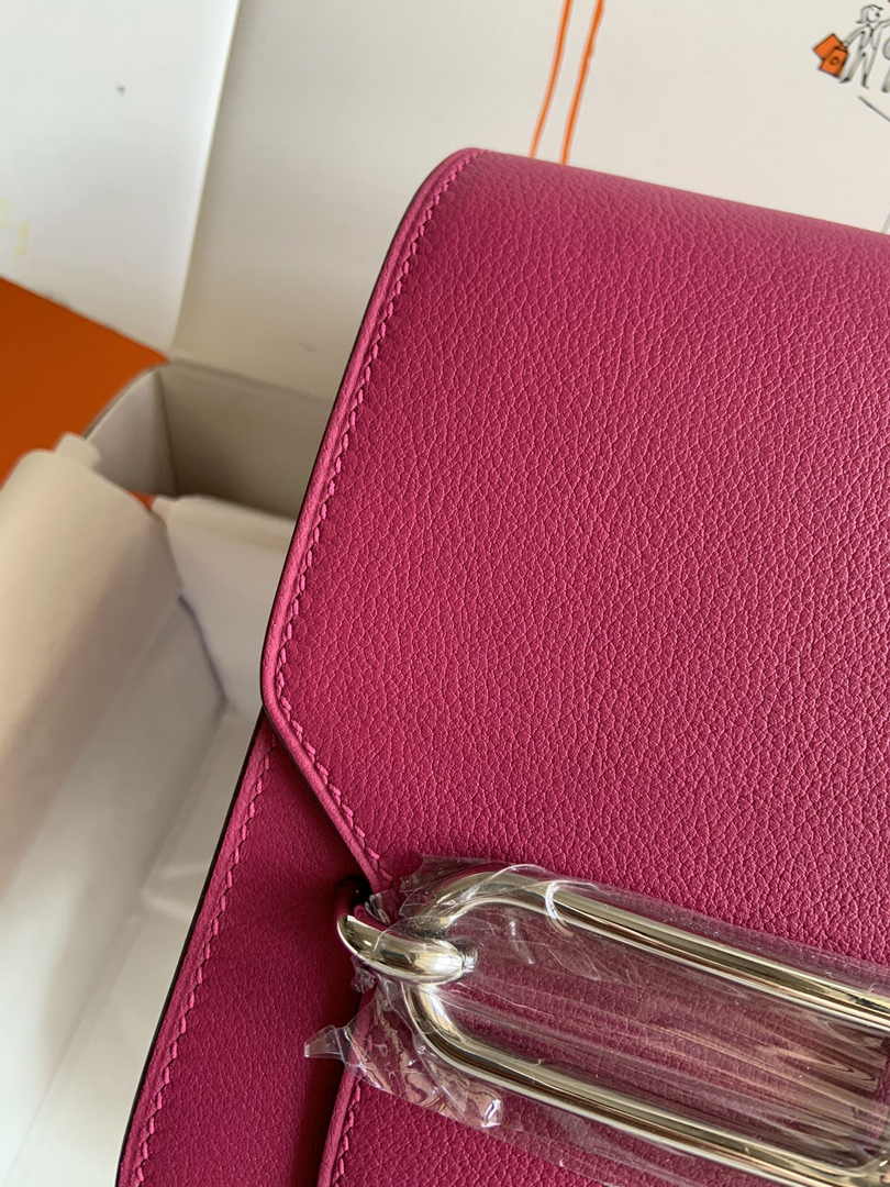 Hermès Mini Roulis Bag Pink Purple Evercolor Silver Hardware H50326 - Default Title - View 6