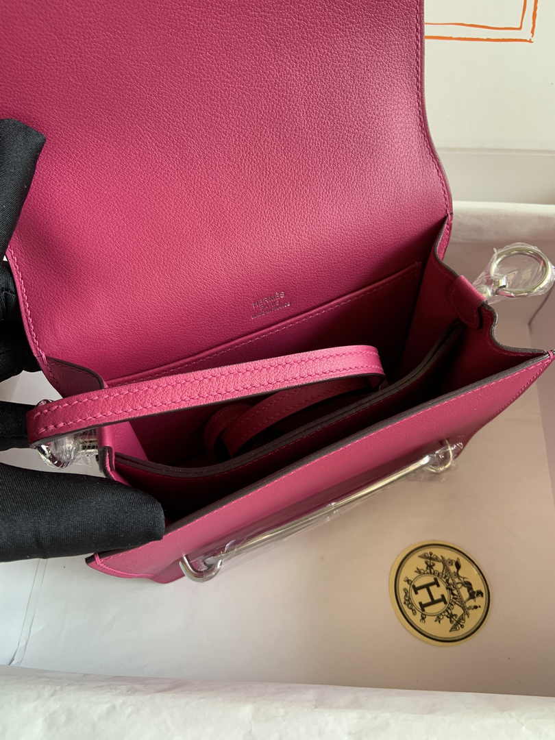 Hermès Mini Roulis Bag Pink Purple Evercolor Silver Hardware H50326 - Default Title - View 8