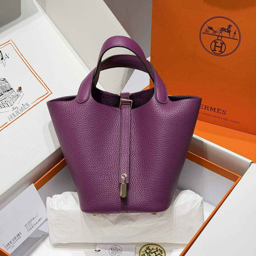 Hermès Picotin Lock 18 pocket bag Togo Leather Purple H9352008 - Default Title - View 1