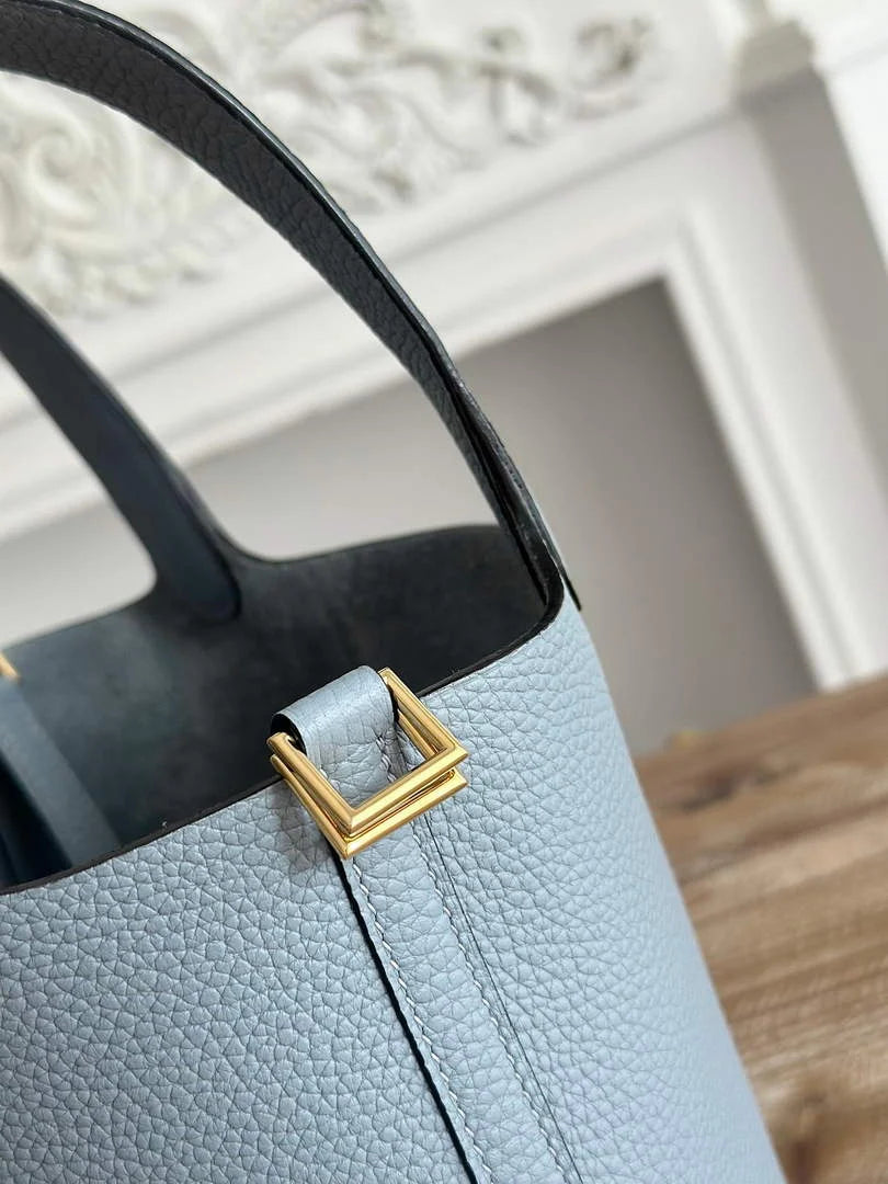 Hermès Picotin Lock 18 pocket bag Togo Leather light blue H9352003 - silver - View 5