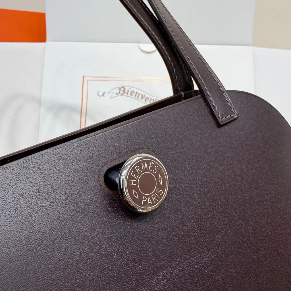 Hermes Tablier sellier Bag Coffee Swift calfskin and H canvas Silver hardware - Default Title - View 7