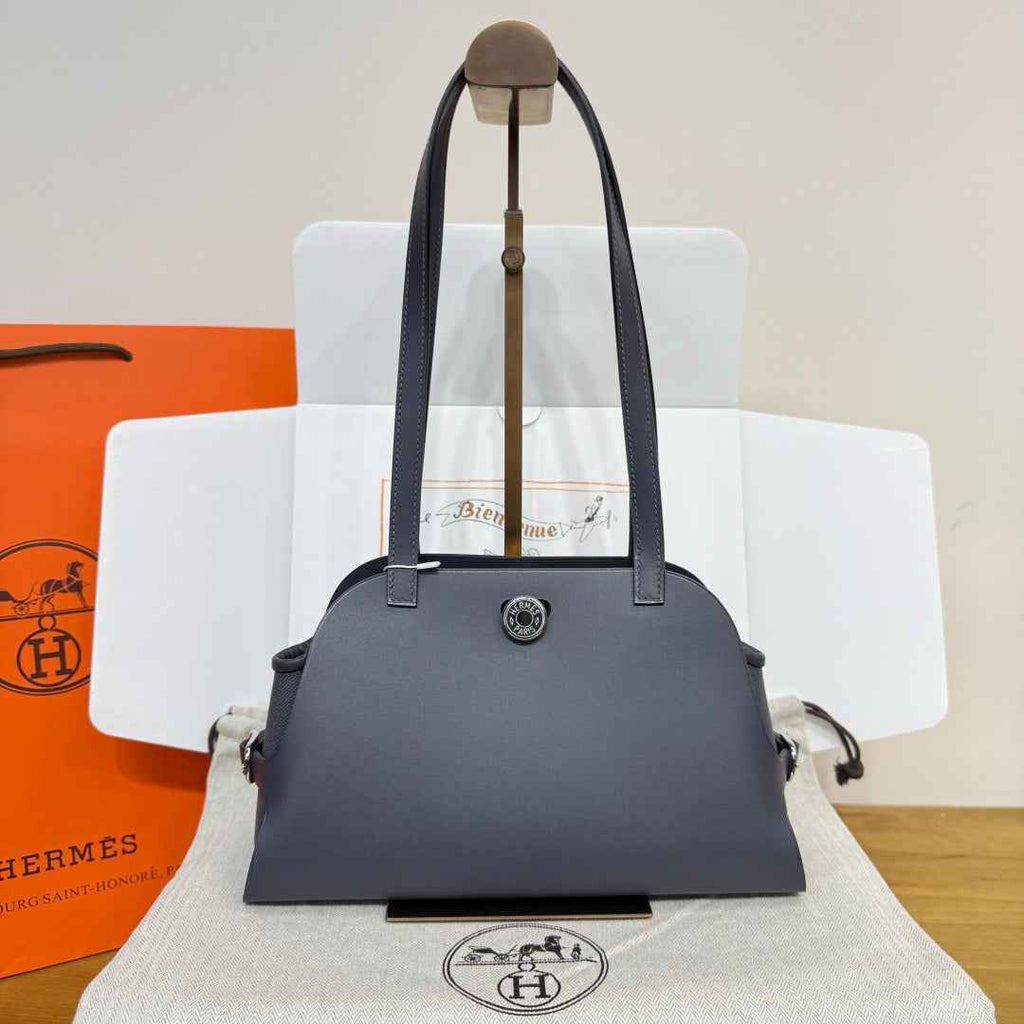 Hermes Tablier sellier Bag Gray Swift calfskin and H canvas Silver hardware - Default Title - View 2