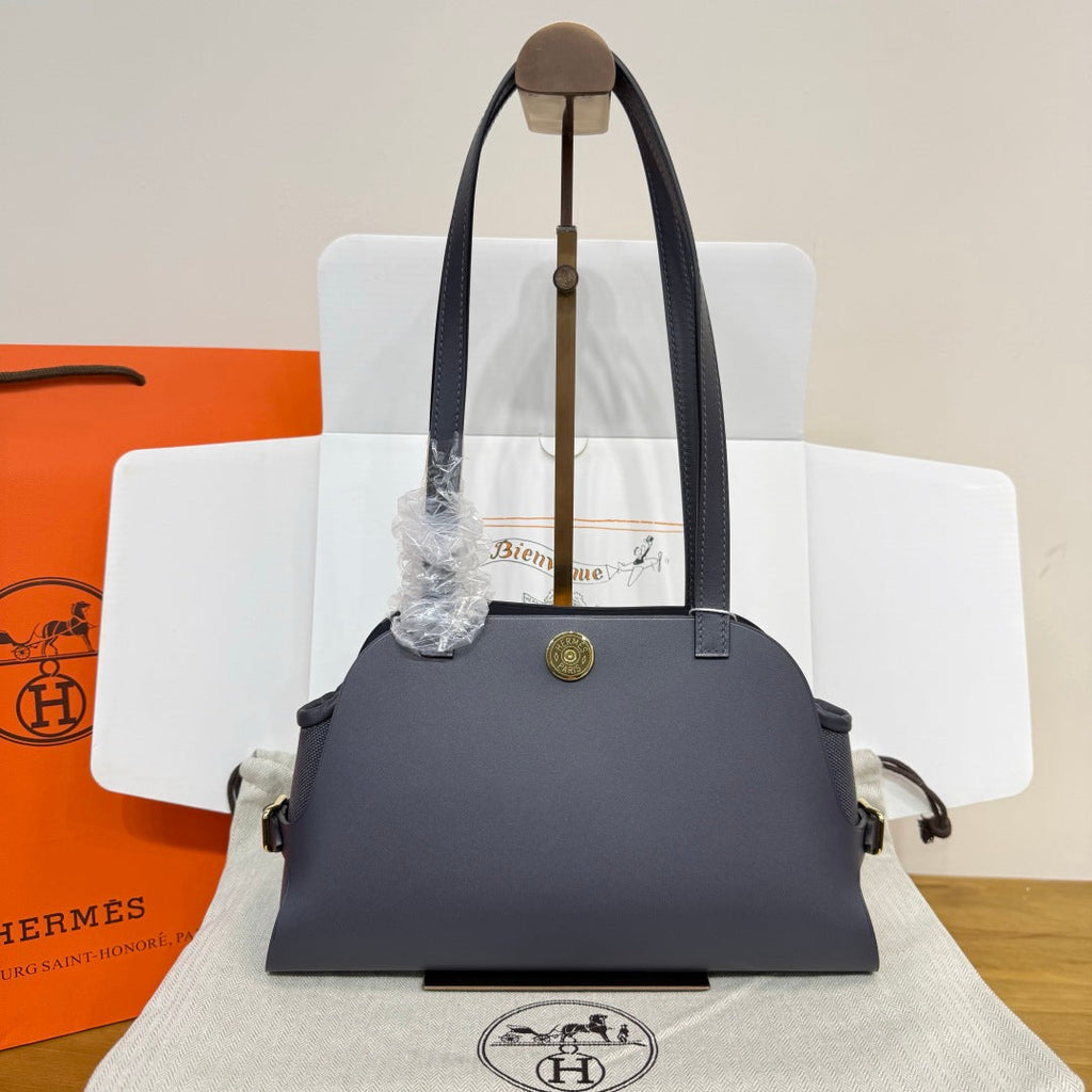Hermes Tablier sellier Bag Gray Swift calfskin and H canvas Gold hardware - Default Title - View 4