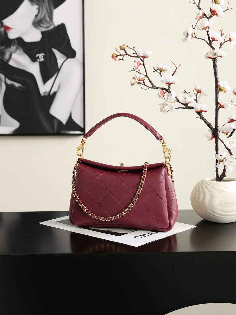 Chanel Hobo Bag, AS6255 Calfskin Wine Red