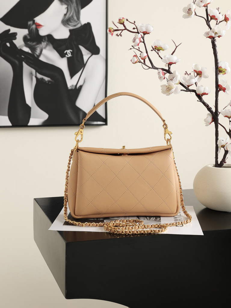 Chanel Hobo Bag, AS6255 Calfskin Apricot