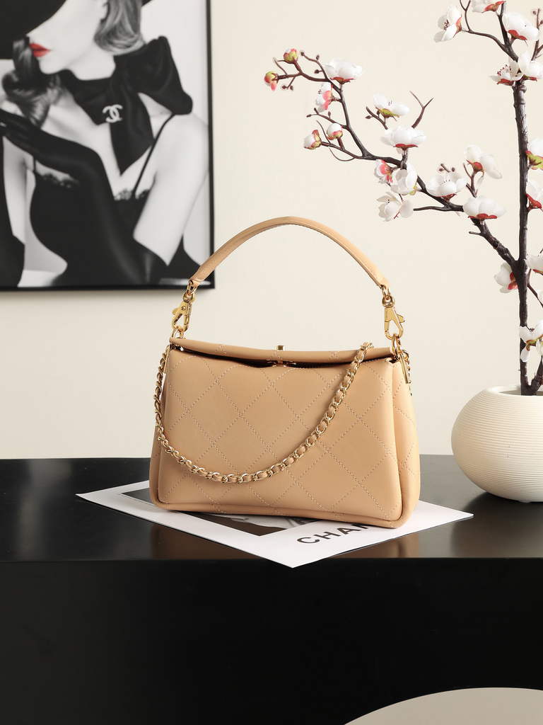 Chanel Hobo Bag, AS6255 Calfskin Apricot