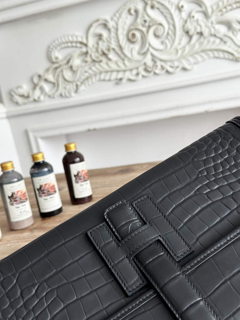 Hermes Jige Elan 29 clutch Calfskin Black