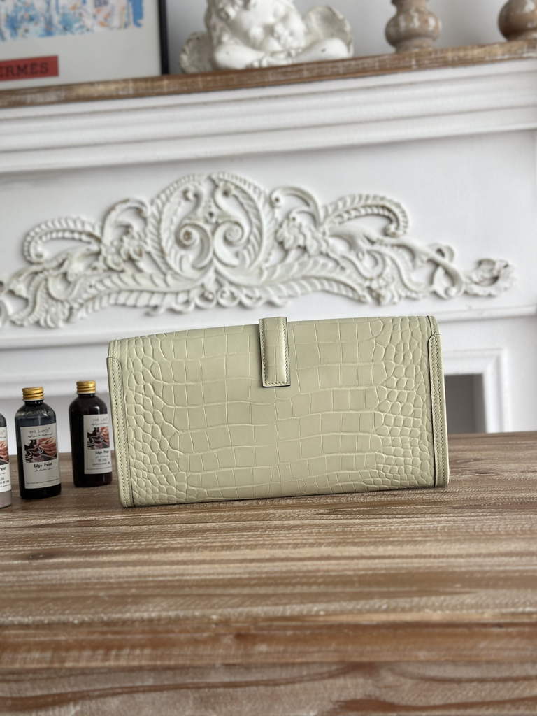 Hermes Jige Elan 29 clutch Calfskin Light Green