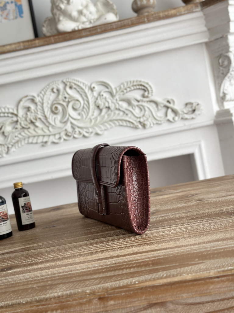 Hermes Jige Elan 29 clutch Calfskin Wine Red