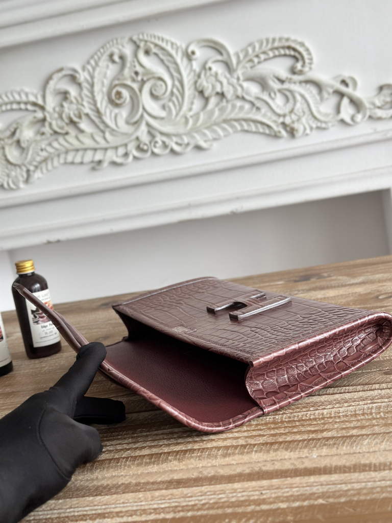 Hermes Jige Elan 29 clutch Calfskin Wine Red