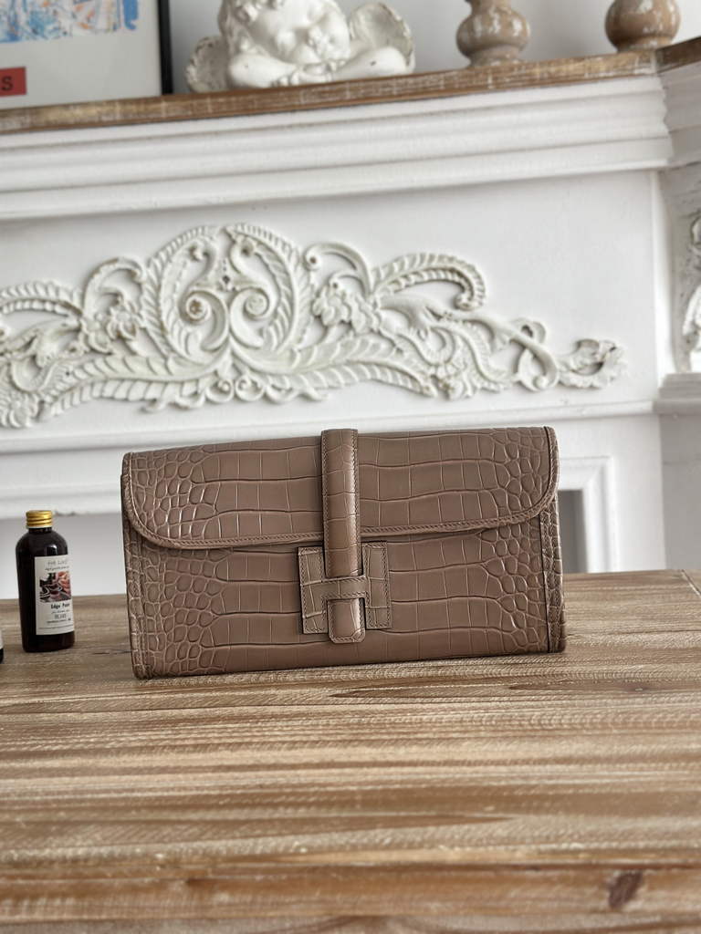 Hermes Jige Elan 29 clutch Calfskin Gray