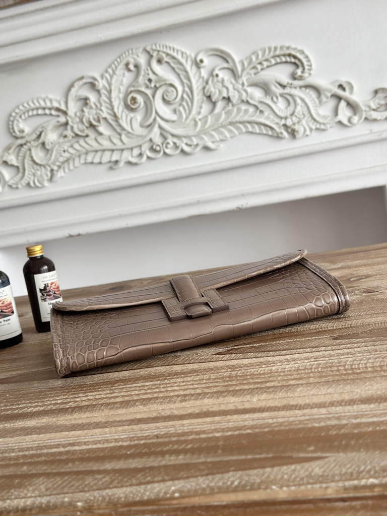 Hermes Jige Elan 29 clutch Calfskin Gray