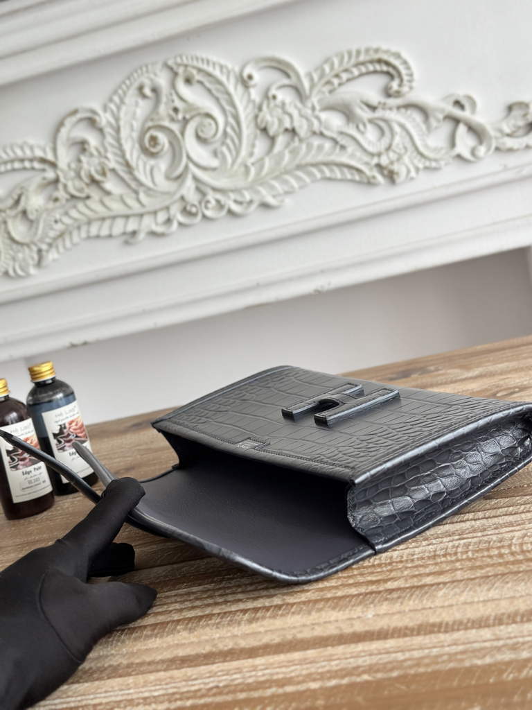 Hermes Jige Elan 29 clutch Calfskin Navy