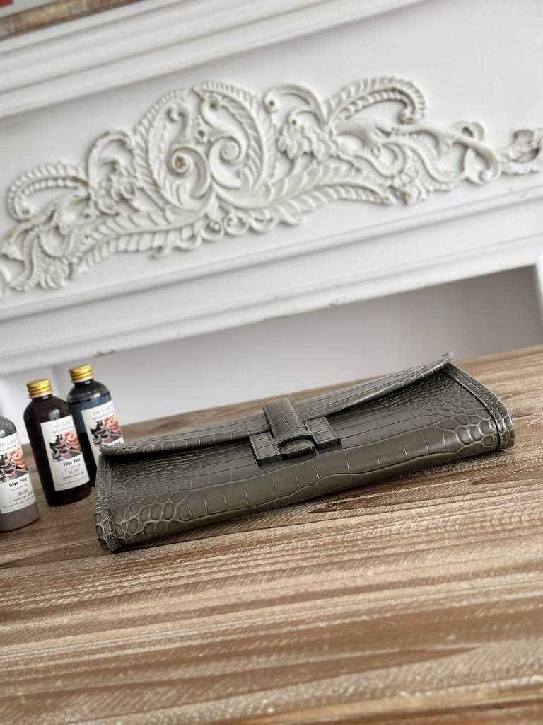 Hermes Jige Elan 29 clutch Calfskin Dark Gray