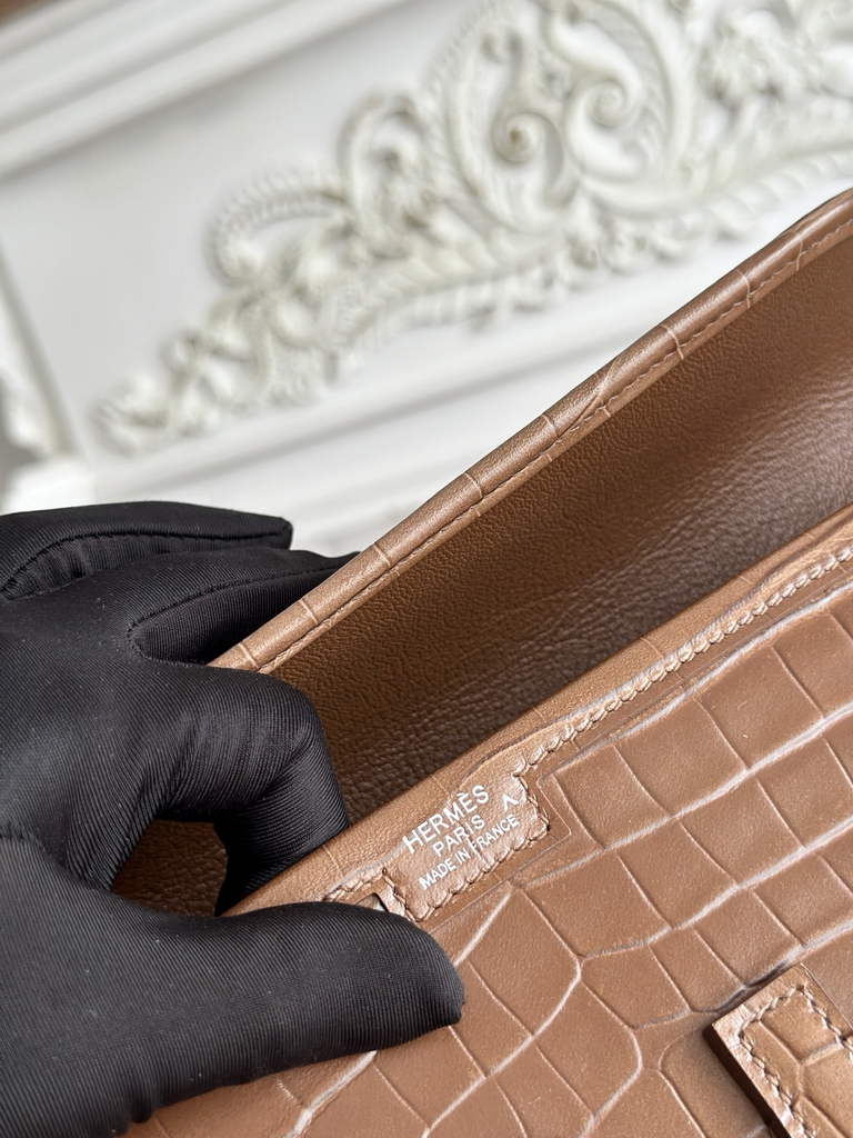 Hermes Jige Elan 29 clutch Calfskin Brown