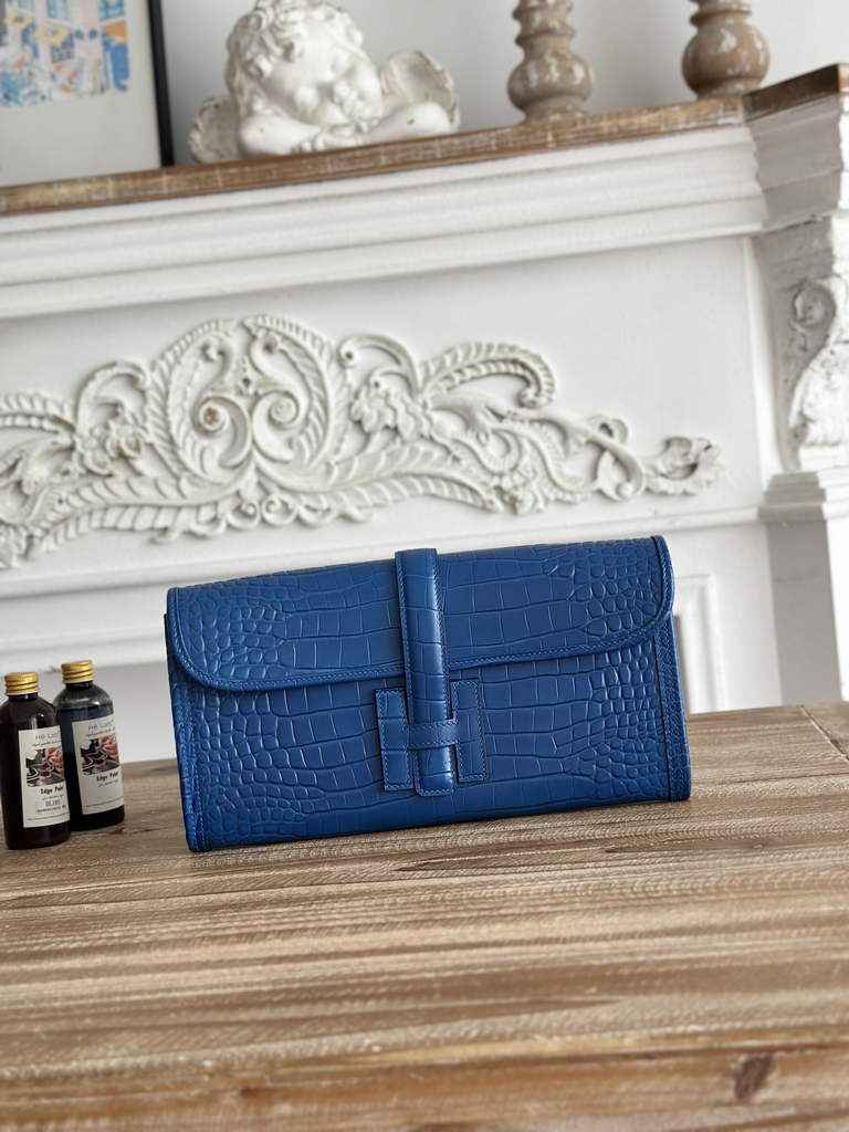 Hermes Jige Elan 29 clutch Blue Calfskin