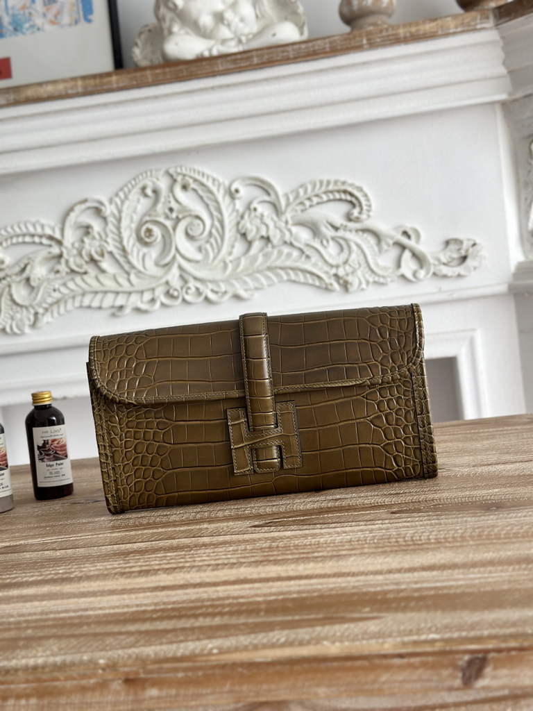 Hermes Jige Elan 29 clutch Light Brown Calfskin
