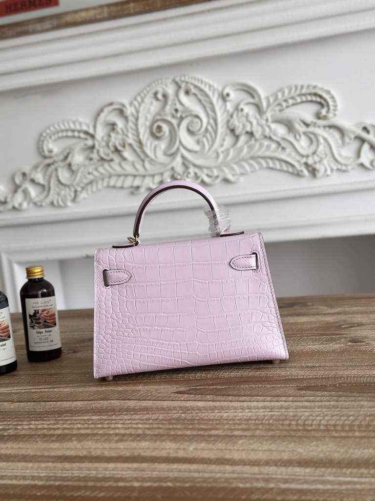 Hermes Kelly Bag 19cm Calfskin Light Purple Gold