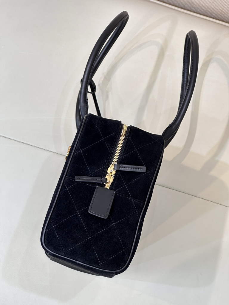 Chanel Large Bowling Bag, AS6211 Suede Calfskin Black
