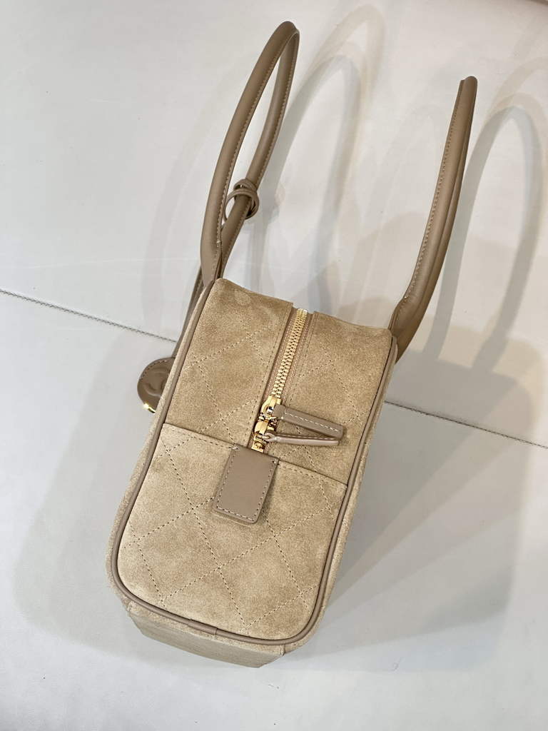 Chanel Large Bowling Bag, AS6211 Suede Calfskin Apricot