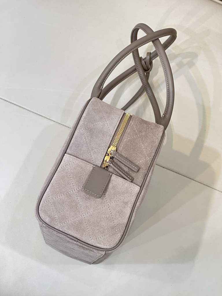 Chanel Large Bowling Bag, AS6211 Suede Calfskin Gray