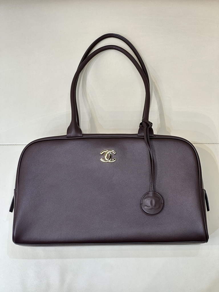 Chanel Large Bowling Bag, AS6211 Calfskin Wine Red