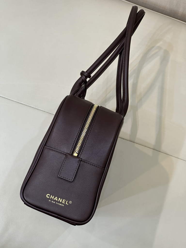 Chanel Large Bowling Bag, AS6211 Calfskin Wine Red