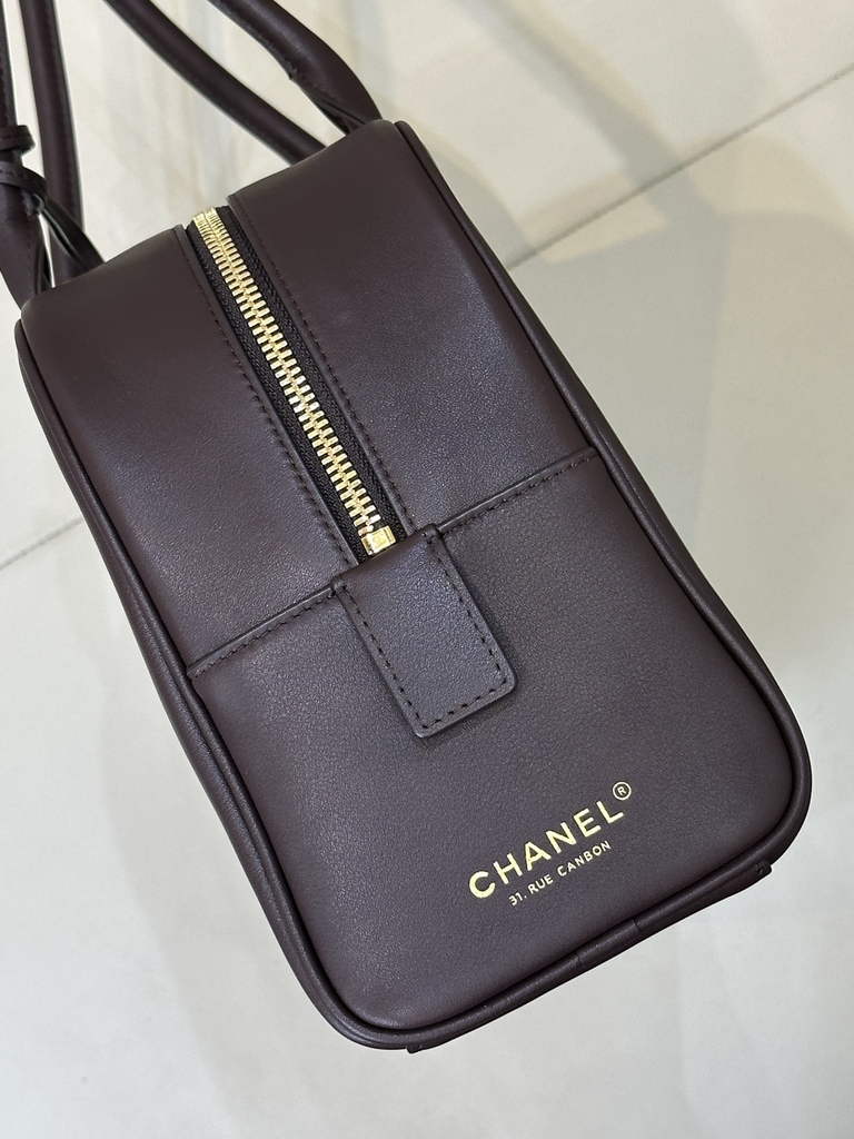 Chanel Large Bowling Bag, AS6211 Calfskin Wine Red