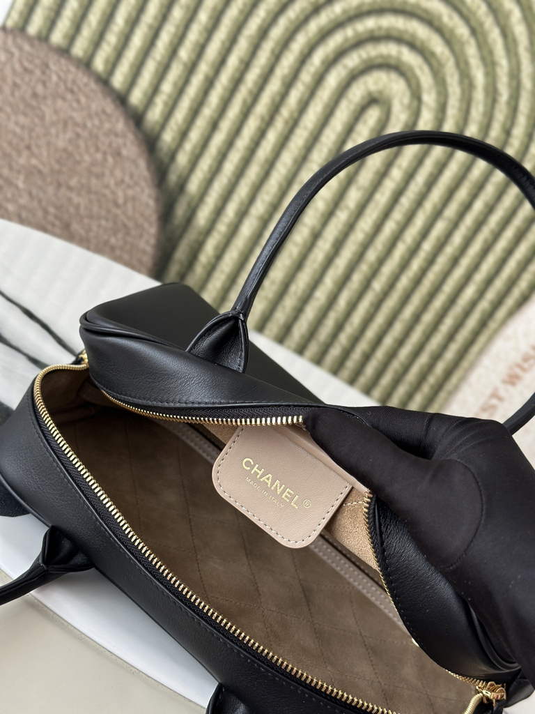 Chanel Large Bowling Bag, AS6580 Calfskin Black