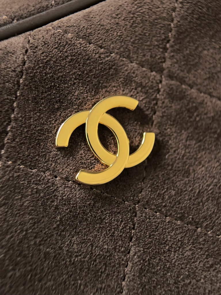 Chanel Large Bowling Bag, AS6580 Suede Calfskin Brown