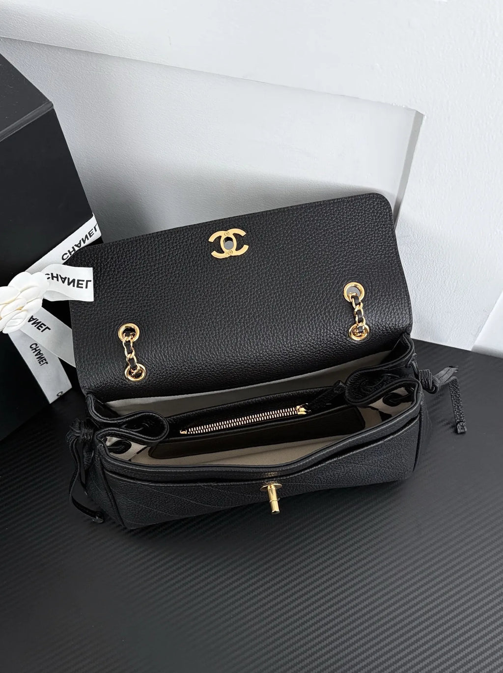 Chanel Large Flap Bag, AS6427 Calfskin Black