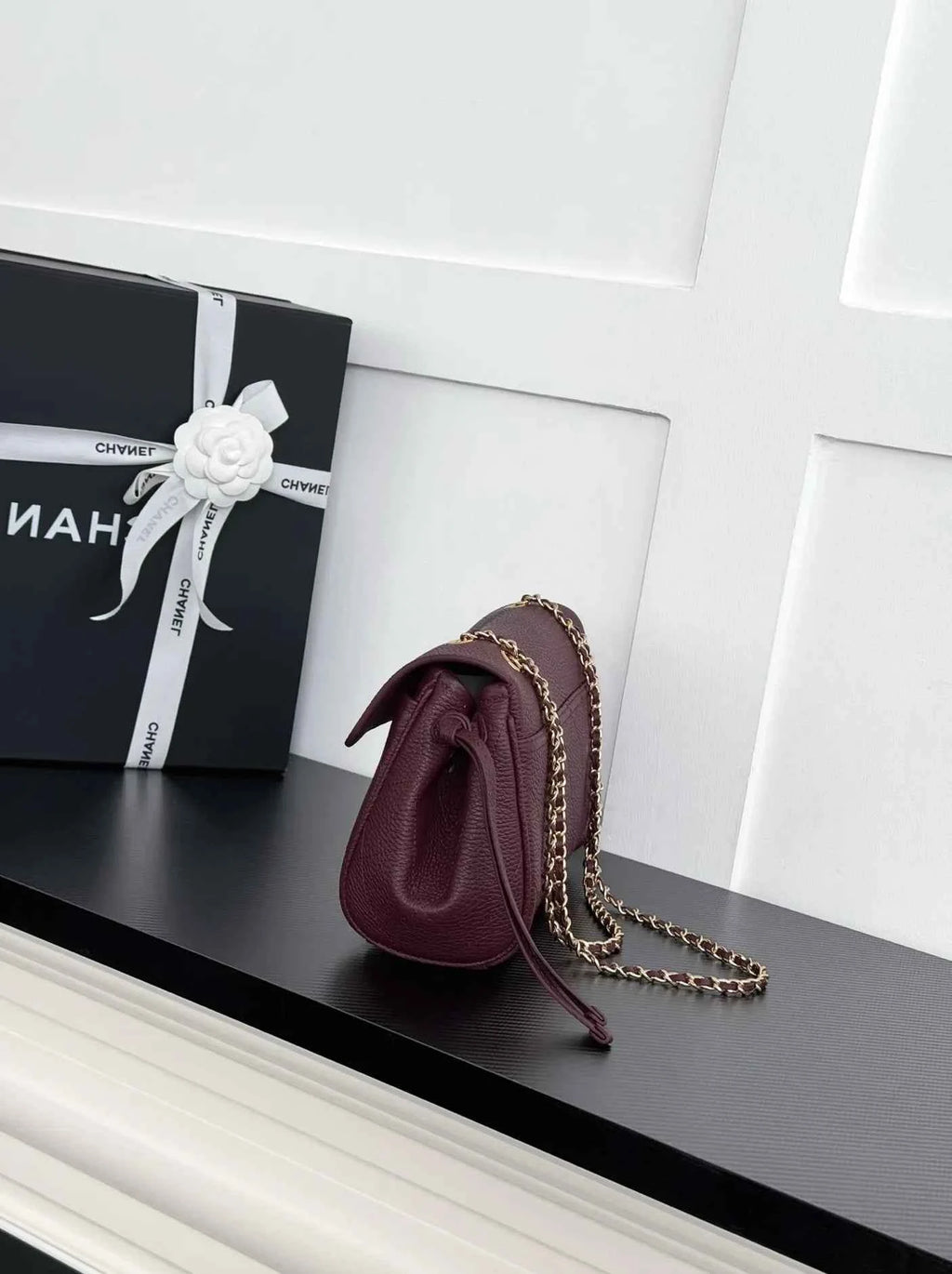 Chanel Large Flap Bag, AS6427 Calfskin Wine Red