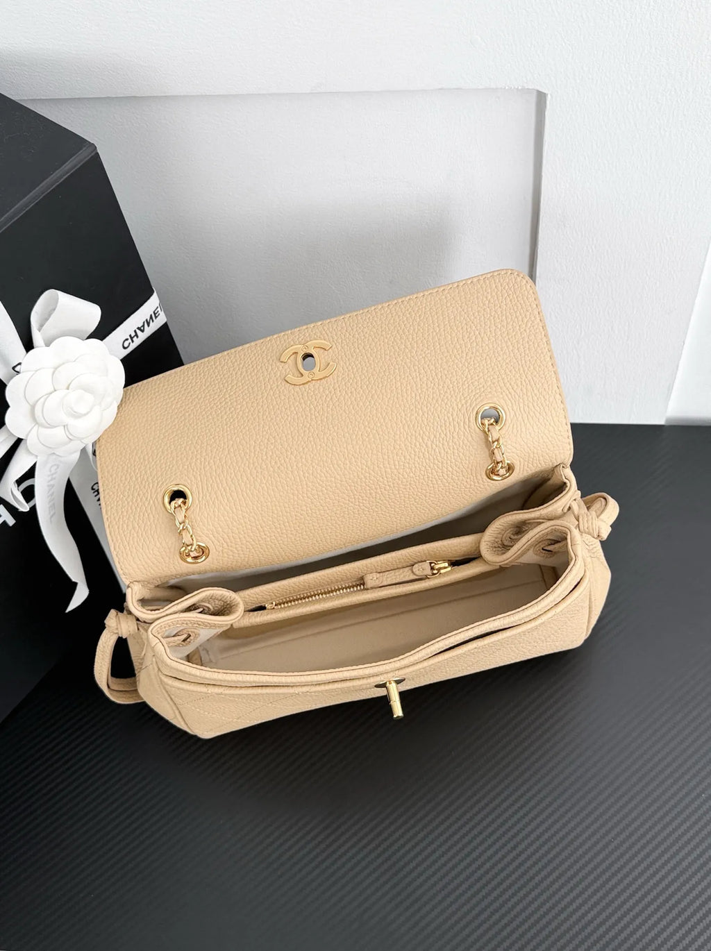 Chanel Large Flap Bag, AS6427 Calfskin Apricot