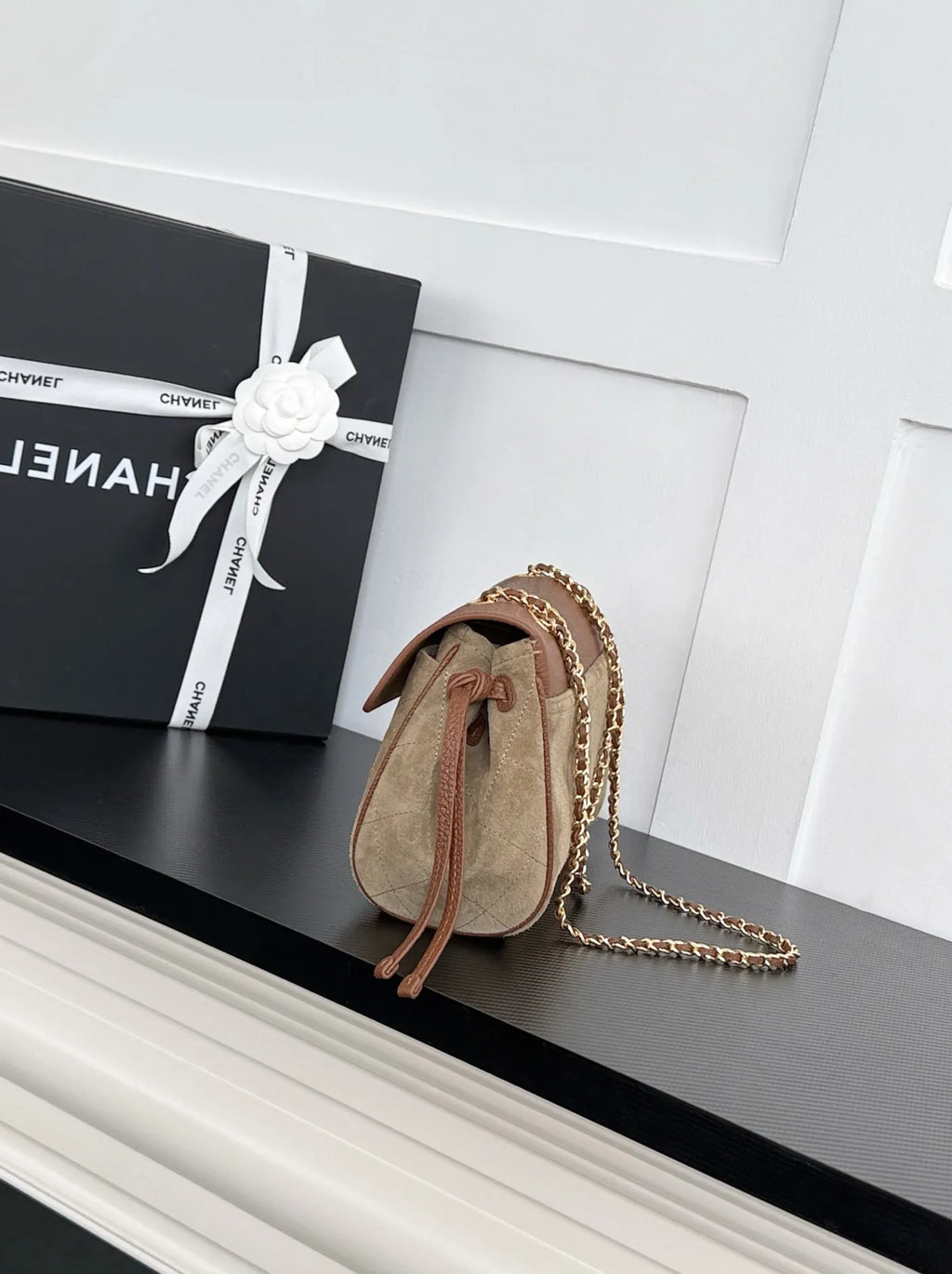 Chanel Large Flap Bag, AS6427 Suede Calfskin Brown