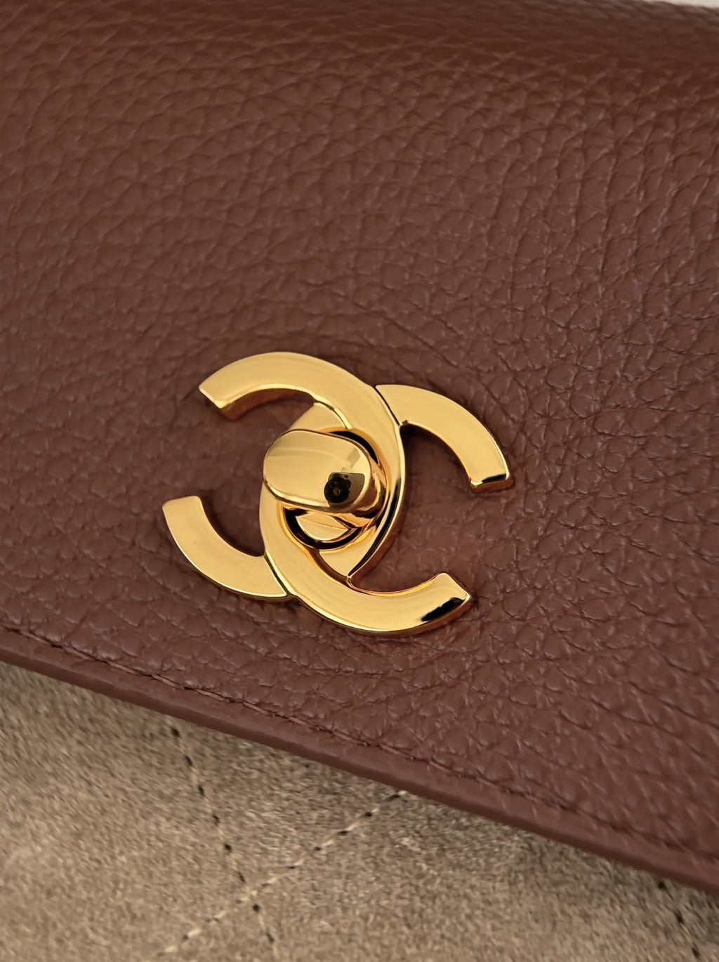 Chanel Large Flap Bag, AS6427 Suede Calfskin Brown