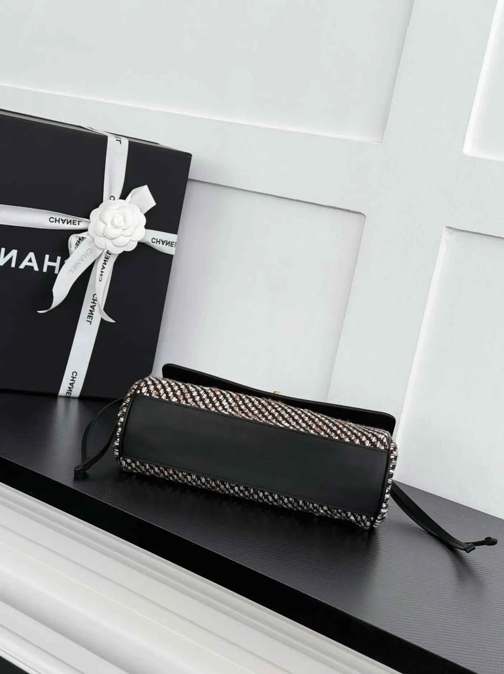 Chanel Large Flap Bag, AS6427 Calfskin Black Cotton