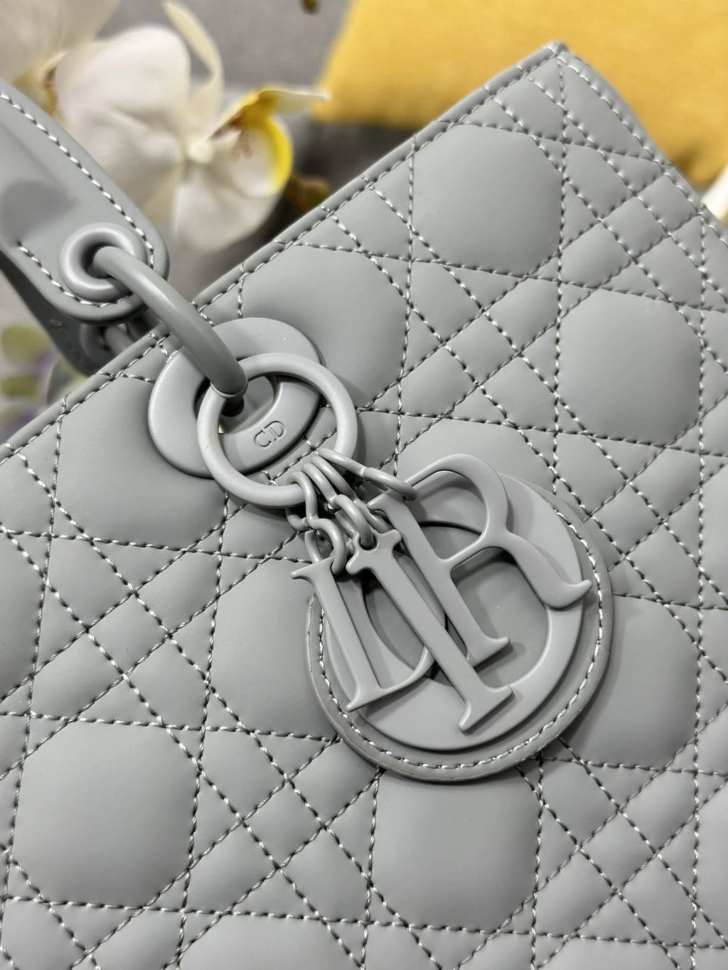 Large Lady Dior Bag M0566 Lambskin Gray - Default Title - View 6
