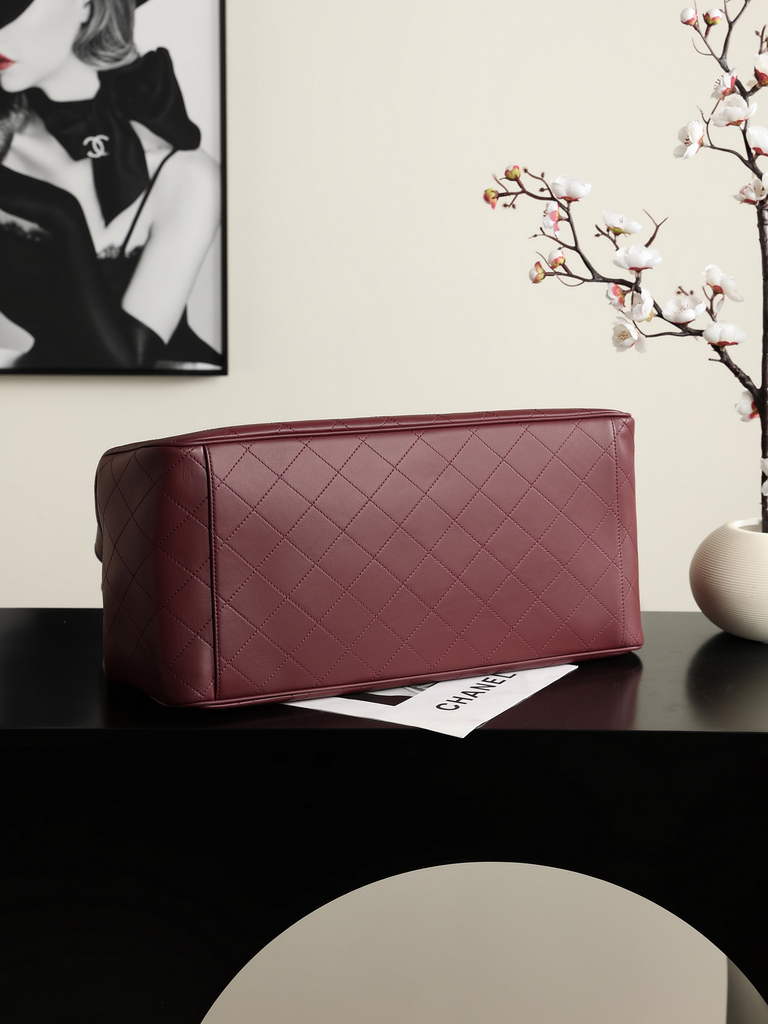 Chanel Large Shopping Bag, AS6201 Calfskin Burgundy