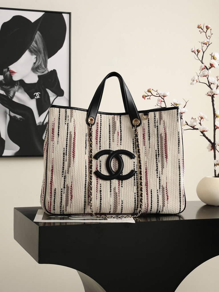 Chanel Large Shopping Bag, AS6201 Canvas Beige