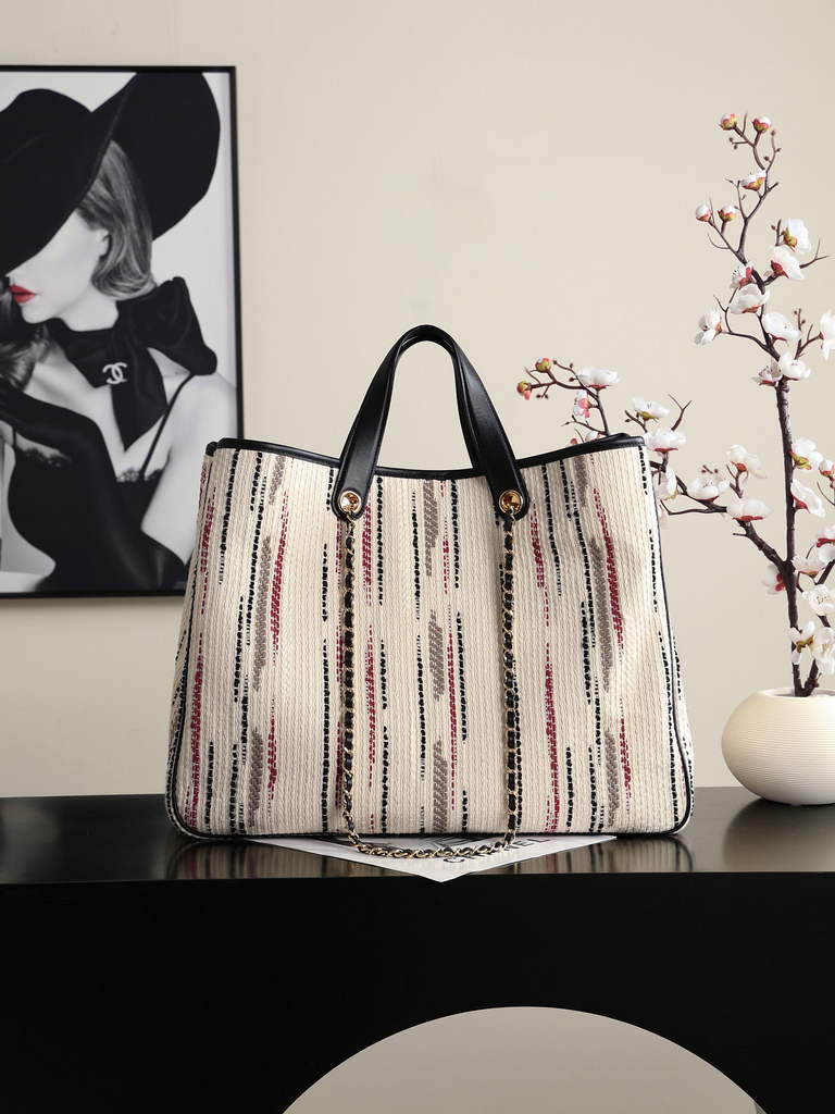 Chanel Large Shopping Bag, AS6201 Canvas Beige