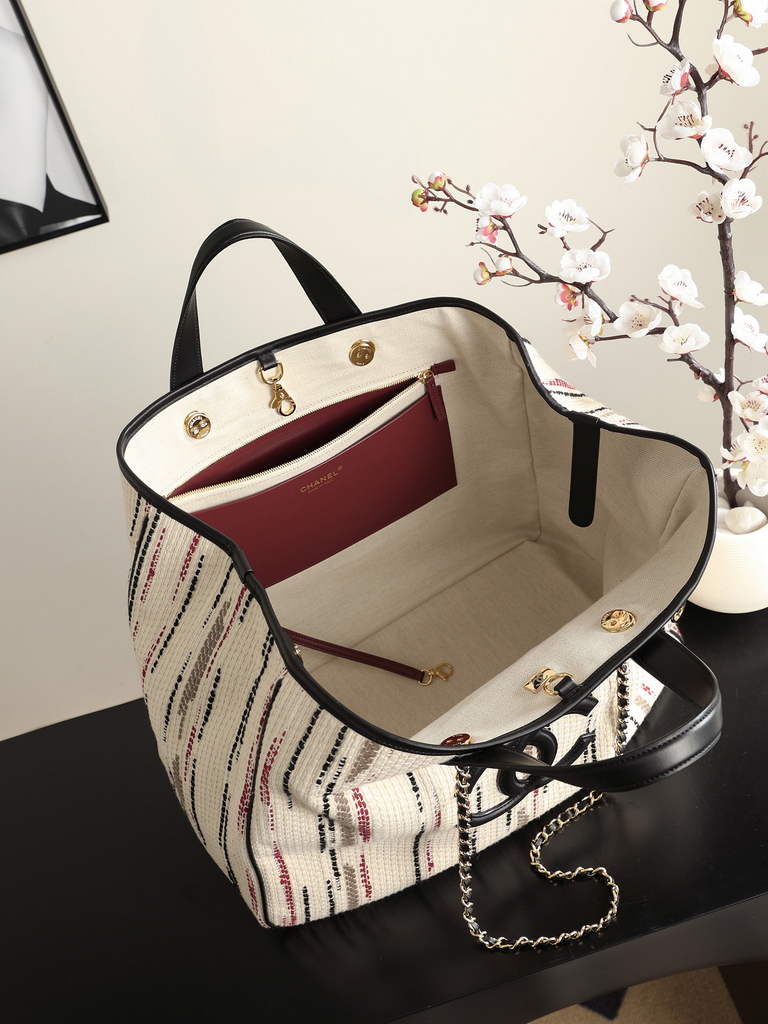 Chanel Large Shopping Bag, AS6201 Canvas Beige