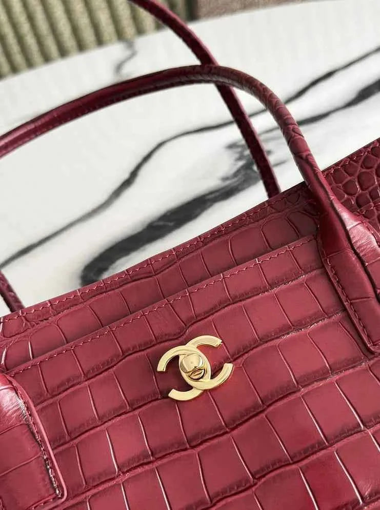Chanel Large Shopping Bag, AS6239 Crocodile Red