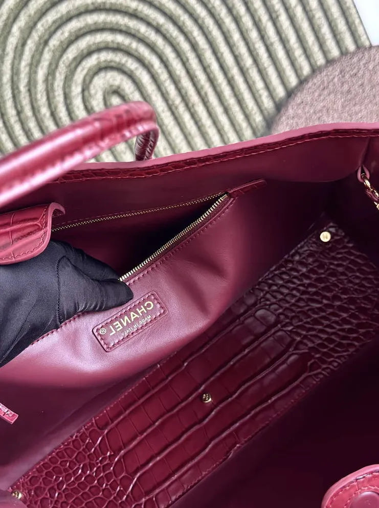 Chanel Large Shopping Bag, AS6239 Crocodile Red