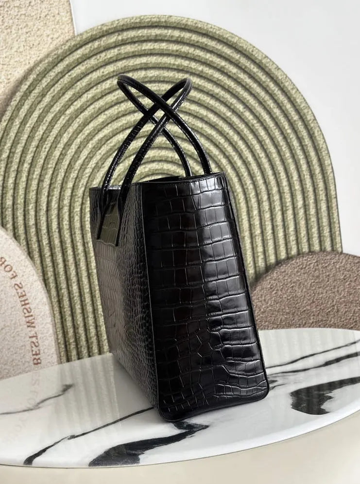 Chanel Large Shopping Bag, AS6239 Crocodile Black