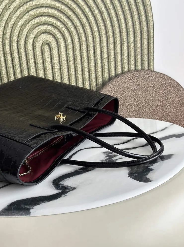 Chanel Large Shopping Bag, AS6239 Crocodile Black