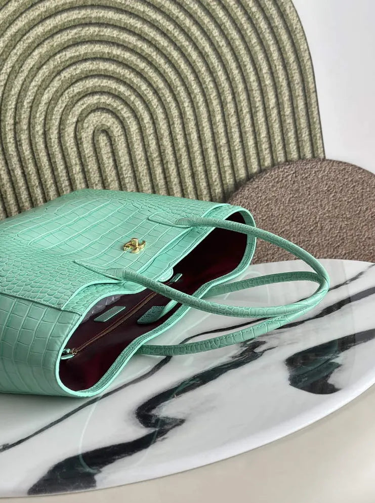 Chanel Large Shopping Bag, AS6239 Crocodile Blue
