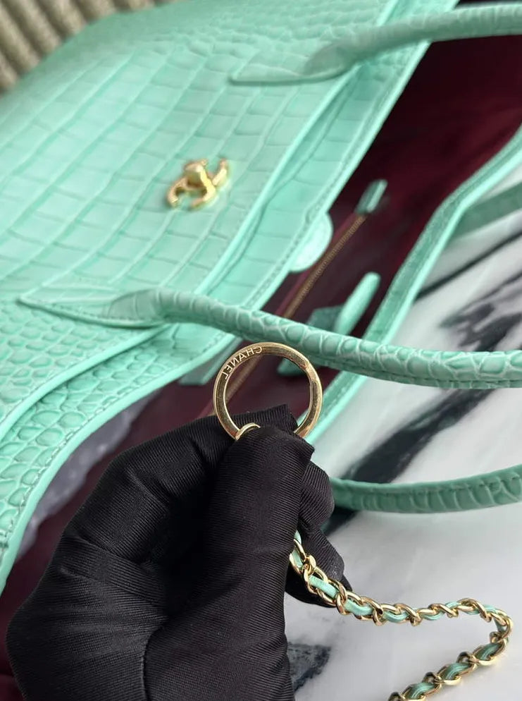 Chanel Large Shopping Bag, AS6239 Crocodile Blue