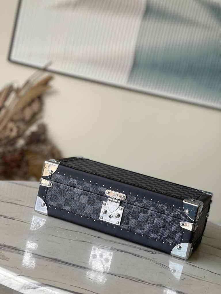 Louis Vuitton 8 watch case Damier Graphite Canvas N48194 Yellow